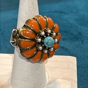 SWEET ROMANCE ORANGE ENAMEL MARIGOLD RING